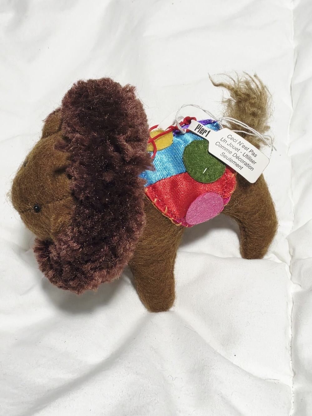Pier 1 Imports Wool Felt Brown Lion 2000's Plush Ornament Holiday Decor